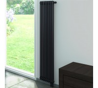Вертикальный радиатор отопления Solira 2180/6,8,10 секций с нижним подключением 69 ТВВ, цвет чёрный матовый